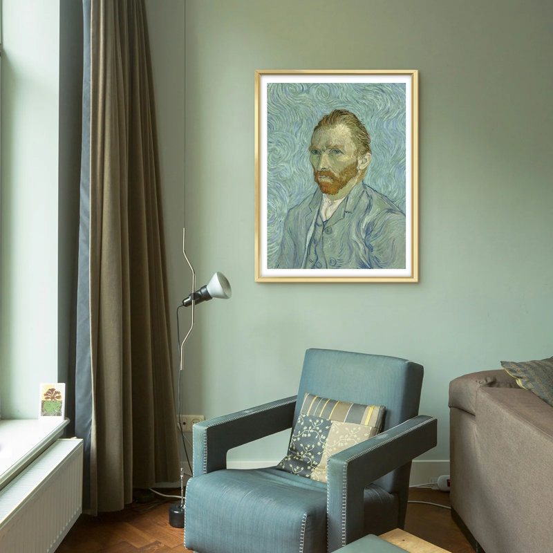 Van Gogh Self-Portrait Replica, Black Wood Framed, 24" H x 16" W