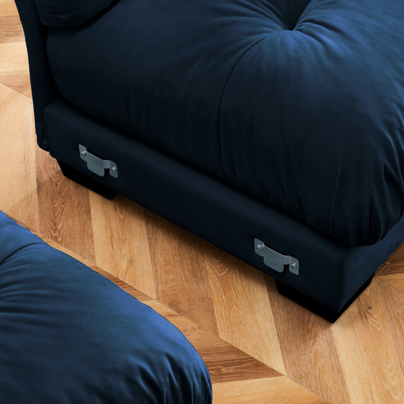 Velours bleu à 2 places avec coussins de siège élégants avec coussins décoratifs et coussins de soutien supplémentaires