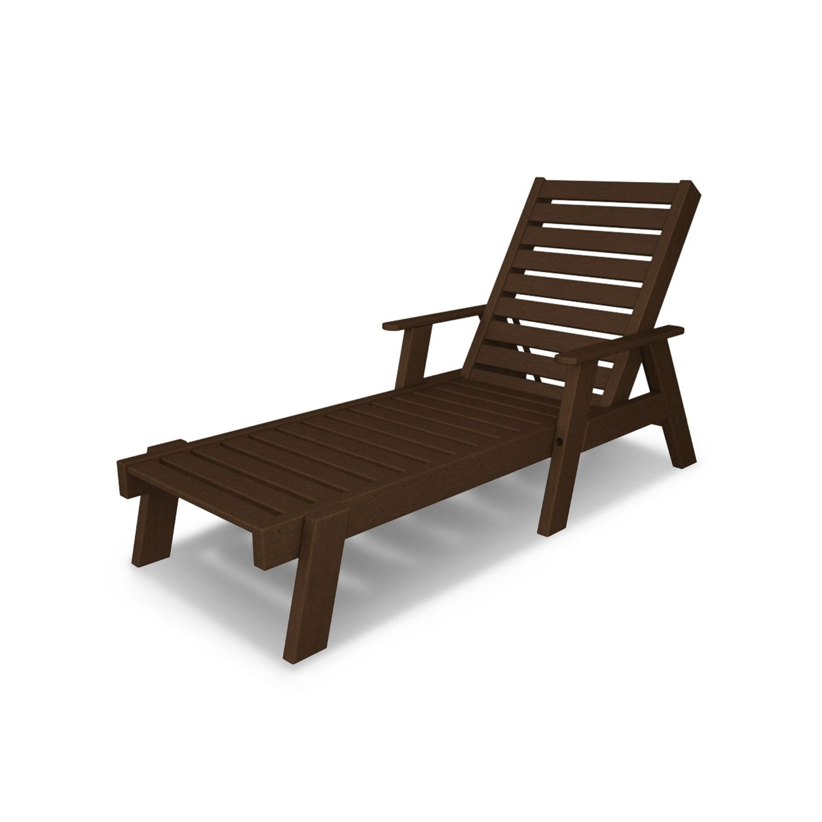 POLYWOOD Captain Chaise with Arms, Mahogany