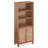 Tall Bookcase With Rattan Doors, 5 Tier Storage Wood Shelves For Library And Home Office-1124523876