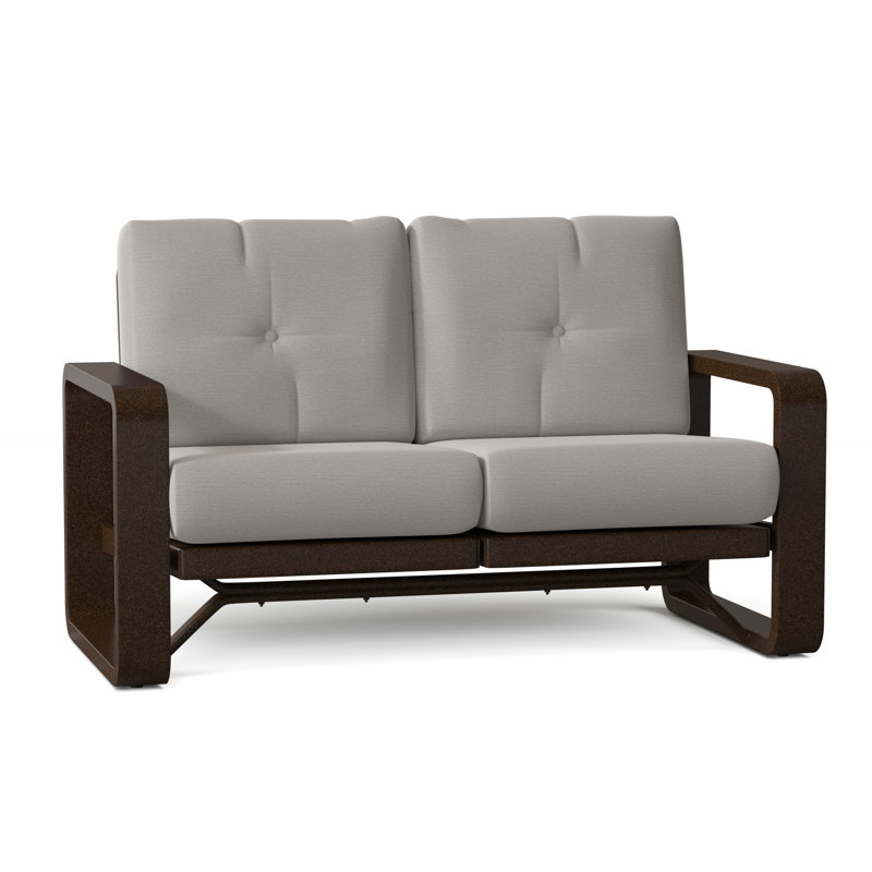 Vale 60.5'' Wide Aluminum Loveseat with Cushions, Impact Vapor Gray Sunbrella®, Weathered White