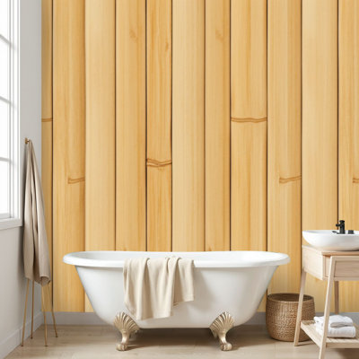 Wall Mural Peel and Stick Wallpaper Bamboo floor texture Self-Adhesive Removable Contact Paper Wall Decor for Living Room Bedroom 100"H x 144"W