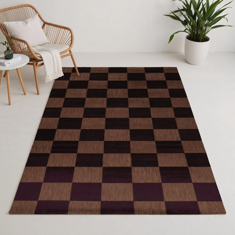 Tapis intérieur / extérieur noir à carreaux, Rectangle 9 pi x 12 pi