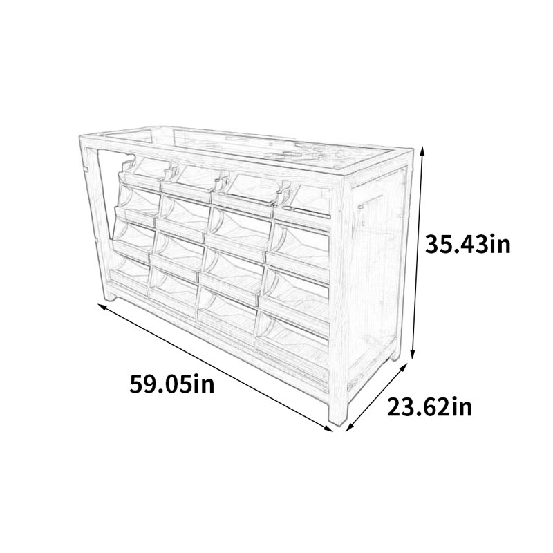Armoire pour îlot central de style rétro, H 35,43 po x l 59,05 po x P 23,62 po