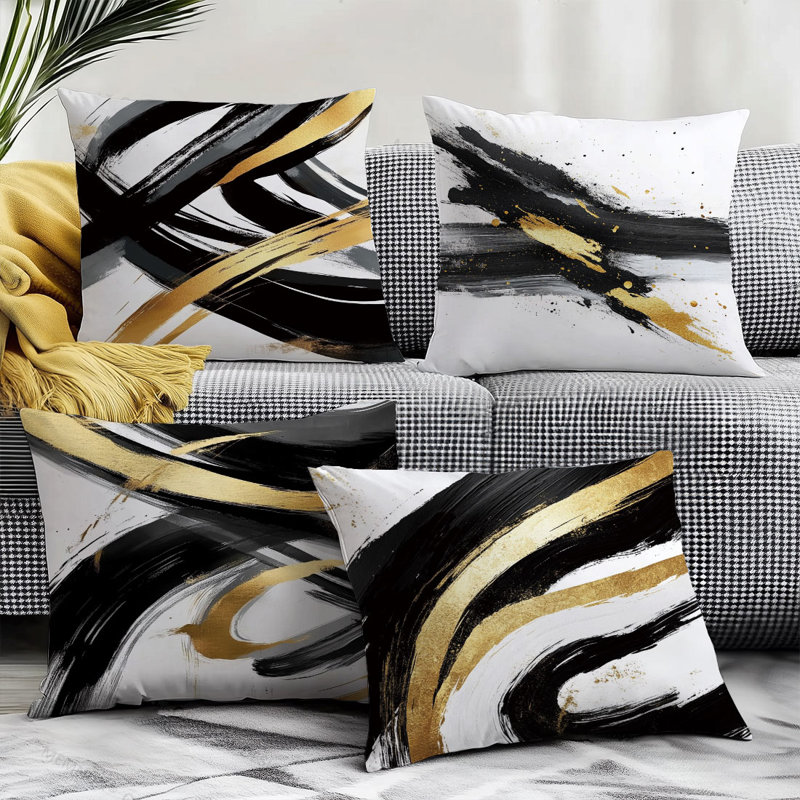 4 Pcs Abstract Graffiti Pattern Decorative Pillow Covers