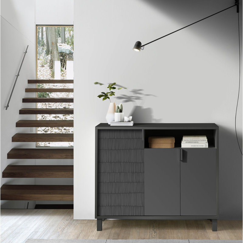 16 Pair Shoe Storage Cabinet, Jet Black