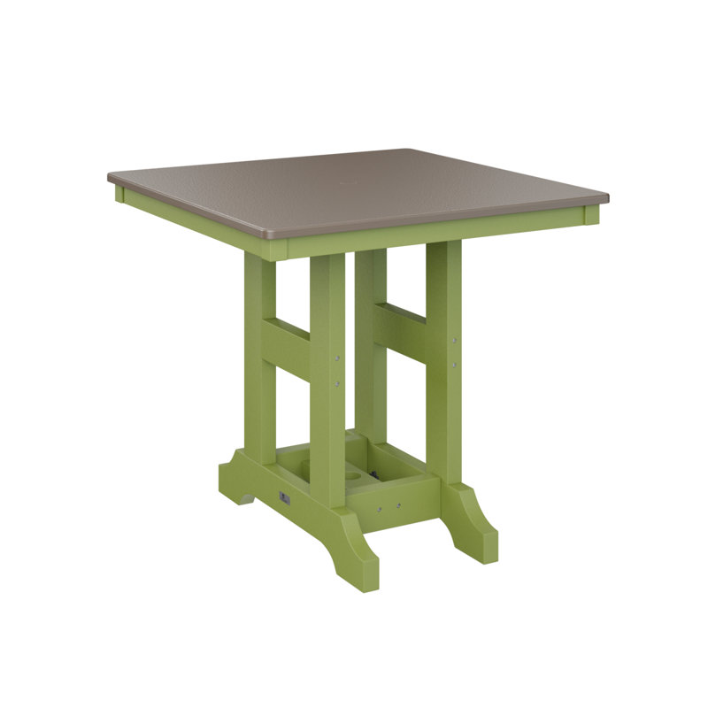Table de bar carrée 33 po Berlin Gardens Garden Classic, Bronze martelé, H 39,5 po x l 33 po x P 33 po, Vert kiwi