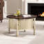 Table basse ronde de 30,3 po de style Mid-Century avec porte coulissante et rangement à lattes, idéal pour la productivité au bureau, beige et polyvalente-90076586