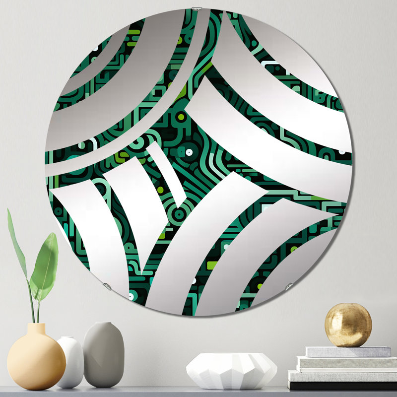 Miroir décoratif Green Techno Fusion Maze - Center Wave, 31,4 po x 31,4 po