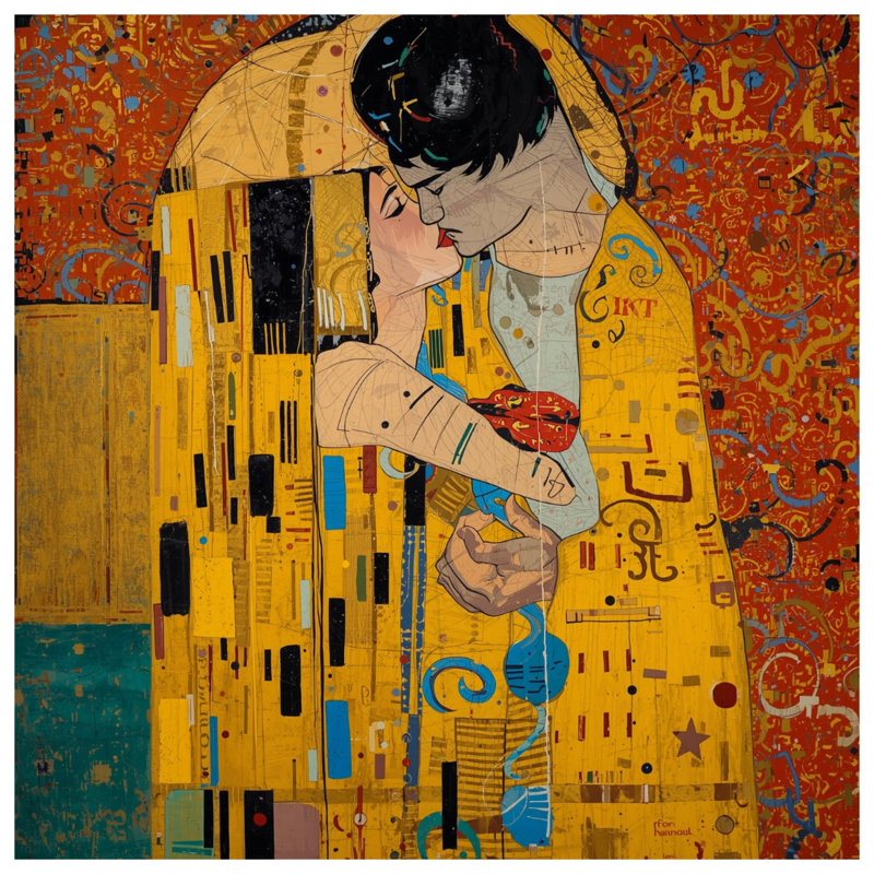 Tapisserie murale abstraite couple romantique - décoration murale romantique, 68in H x80in W with 4 Grommets