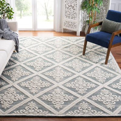 Vermont Hand Woven Wool Damask Rug