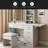Fashion Vanity Desk With Mirror And Lights For Makeup With Open Shelves And Chair, Vanity Mirror With Lights And Table Set With 3 Color Lighting Brightness Adjustable, 5 Drawers, White Color