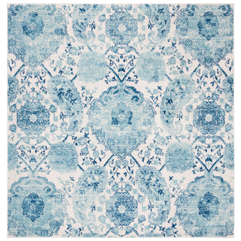 Tapis performance à motif cachemire Mitch, Carré 5 pi 3 po