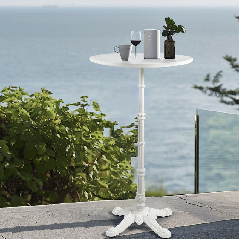 Table de salle à manger à piédestal en acier à hauteur de bar 23,62 po Feinstein, Blanc