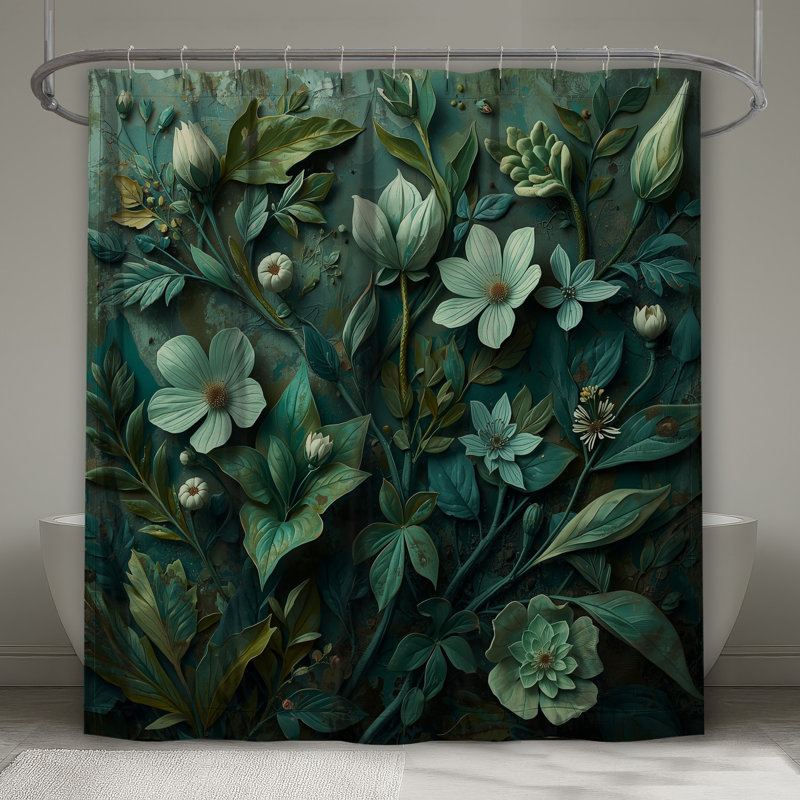 Rideaux de douche Green Botanical Illustration, L 70 po x H 93 po