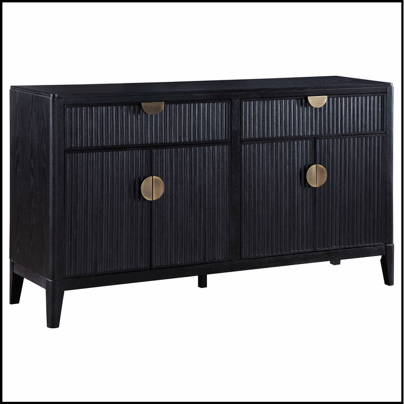 Buffet 2 tiroirs Mason noir avec rangement spacieux, design épuré pour un décor moderne et traditionnel.