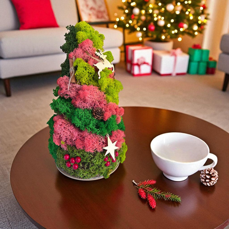 Cône d'arbre de Noël mousse 3D préservé - tourbillon rose