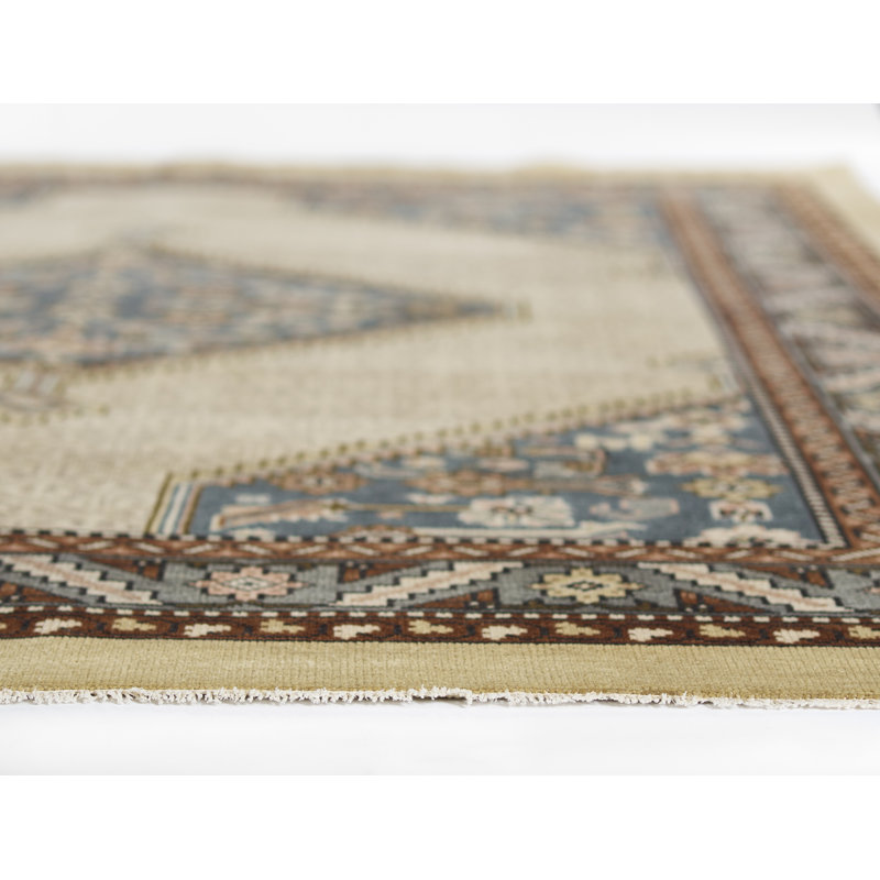Oriental Area Rug in Blue/Beige, Rectangle 5' x 8'