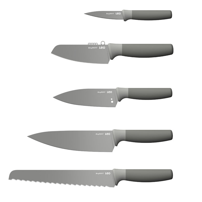 BergHOFF Balance Non-stick Stainless Steel 6Pc Knife Block Set, Recycled Material, Green