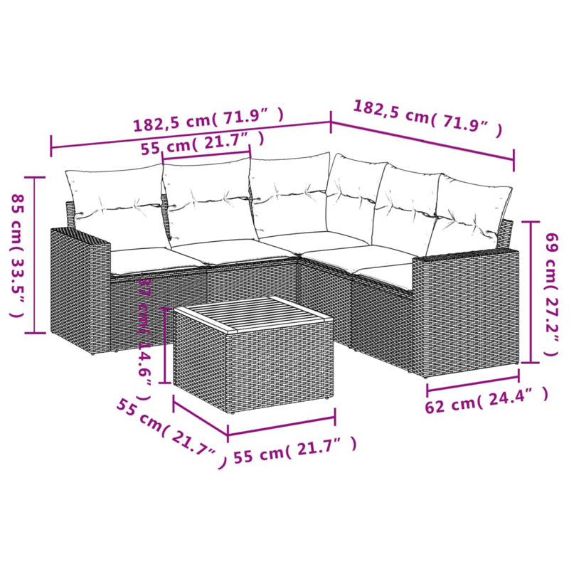 Ensemble de canapé de jardin Vidaxl