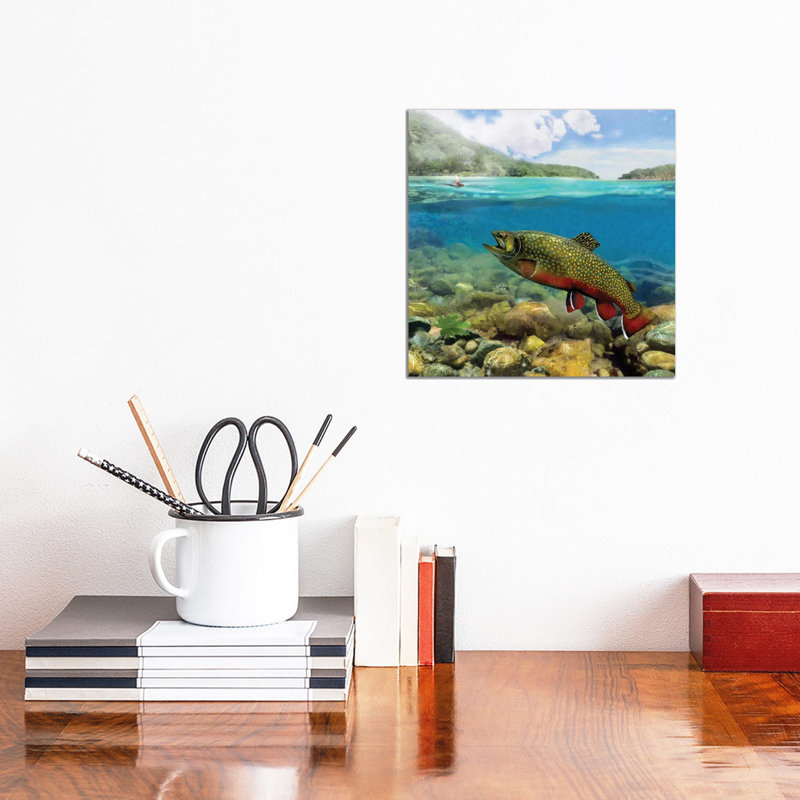Brookie On The Riffle - Wrapped Canvas Print, 30.48 cm H x 30.48 cm W