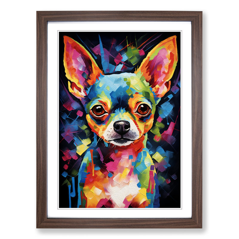 Chihuahua Abstract - Single Picture Frame Print on Wood, Walnut, 64cm H x 46cm W x 2cm D