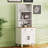 Kitchen Cabinet With Drawer, Adjustable Shelves, Solid Wood Legs, White, 5 Tier Bookshelf, For Storage White Home Drawer And Open Particle Board-645594767