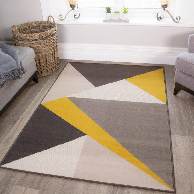 Marion Machine Woven Ochre/Gold/ Grey Indoor Rug, Rectangle 190 x 280cm