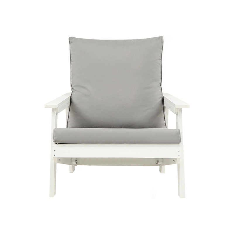 Outdoor Hips Armchair, White, With Comfy And Stable Structure Comfortable Armchair For Use, White/Grey, Heat-Treated Wood Grain Coating
