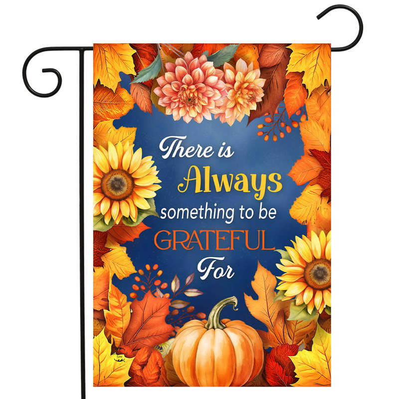 Drapeau de jardin Always Be Grateful, Automne bleu/orange