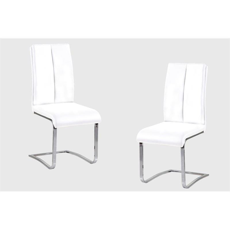 Chaise d'appoint rembourrée en similicuir blanc de 2, finition, idéale pour la salle à manger et le bureau à domicile, durabilité confortable, 2 chaises de conception moderne, cuisine convenable pour la maison, sièges confortables, contemporain