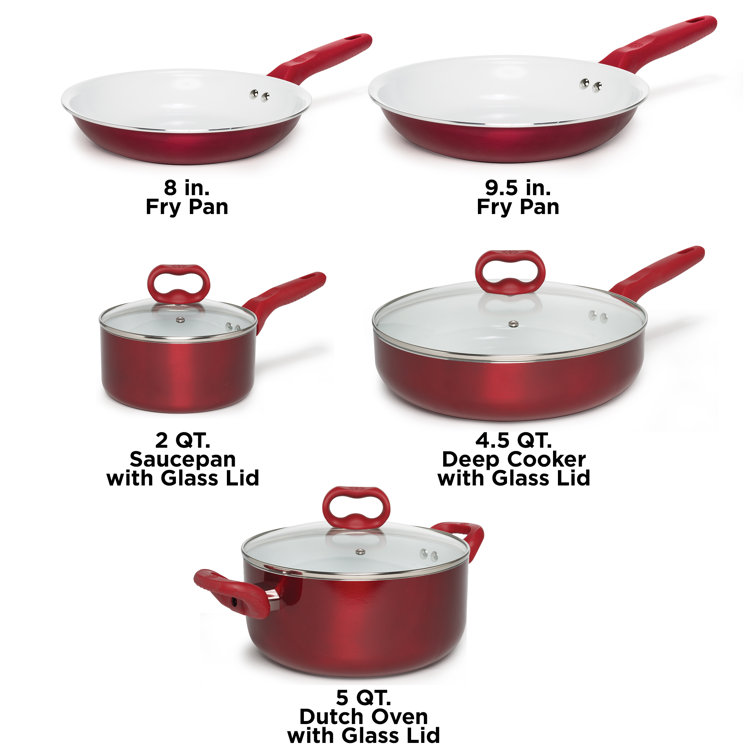  Ecolution Easy Clean Nonstick Cookware Set, Dishwasher Safe  Kitchen Pots and Pans Set, Comfort Grip Handle, Even Heating, Ultimate Food  Release, 12-Piece, Red: Home & Kitchen