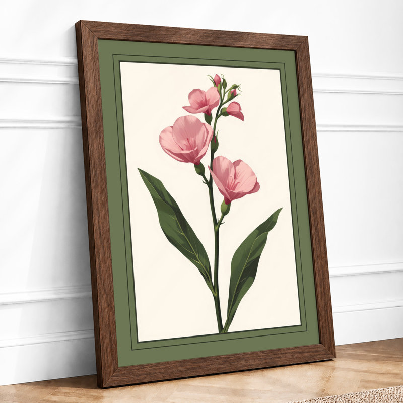 Single Stem In Bloom Botanical - Print, Walnut, A4 - 29.7 x 21.0 cm