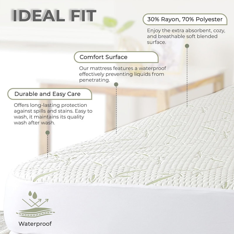 Protège-matelas en rayonne - imperméable, rafraîchissant, Double