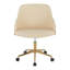 Chaise de bureau en métal doré, bois de noyer et similicuir crème-145264428-145264425