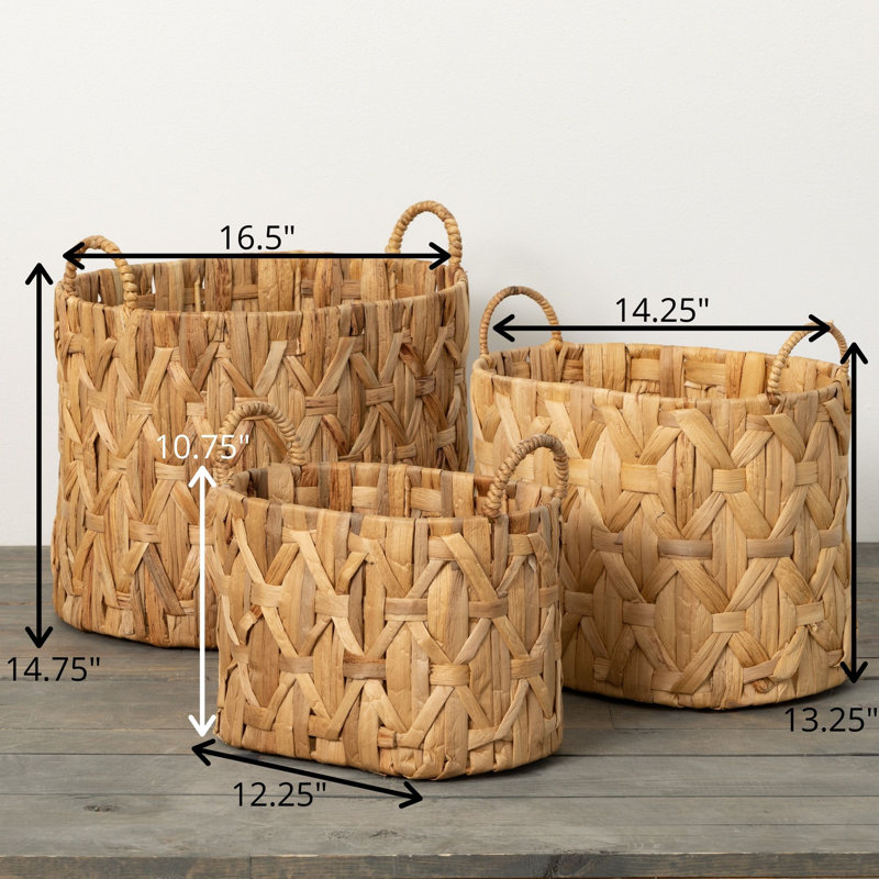 Ensemble de paniers tissés, Naturel, H 14,75 po x l 16,5 po x P 13,25 po