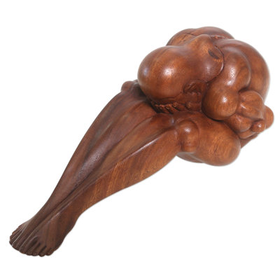  Handmade Unknown Sorrow Wood Sculpture