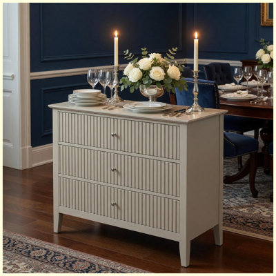 Grande table de bout moderne de 32 po à 3 tiroirs, grande table de bout moderne avec rangement