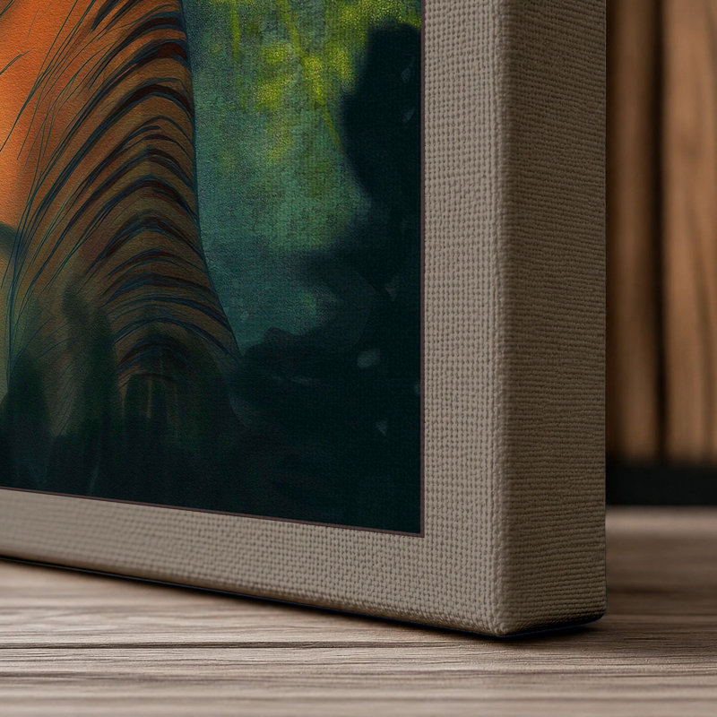 Tiger Emerges From Mist Boho - Print, 24x16 - 61.0 x 40.6 cm, Taupe Border