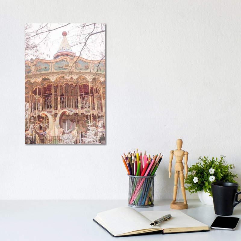 Carousel In The Snow - Wrapped Canvas Print, 30.48cm H x 20.32cm W x 1.91cm D