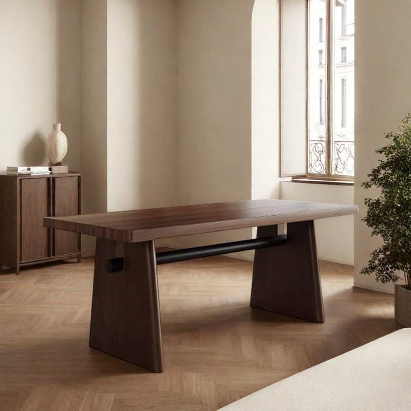 Une table rectangulaire en bois massif rétro et pratique, H 29,52 po x L 55,11 po x l 27,55 po