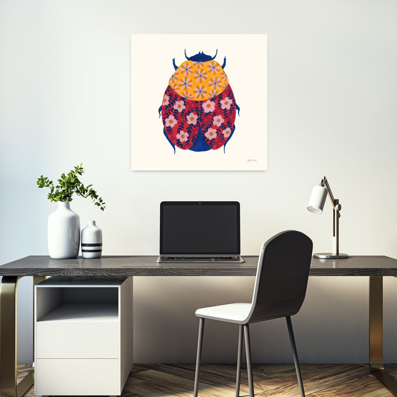 Coccinelle en fleurs III, H 18 po x l 18 po