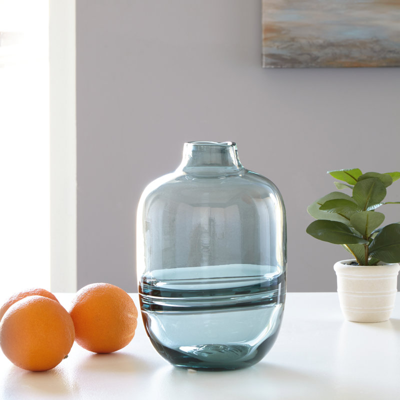 Vase de table en verre Jasey, Bleu marine, H 10,03 po x l 6,50 po