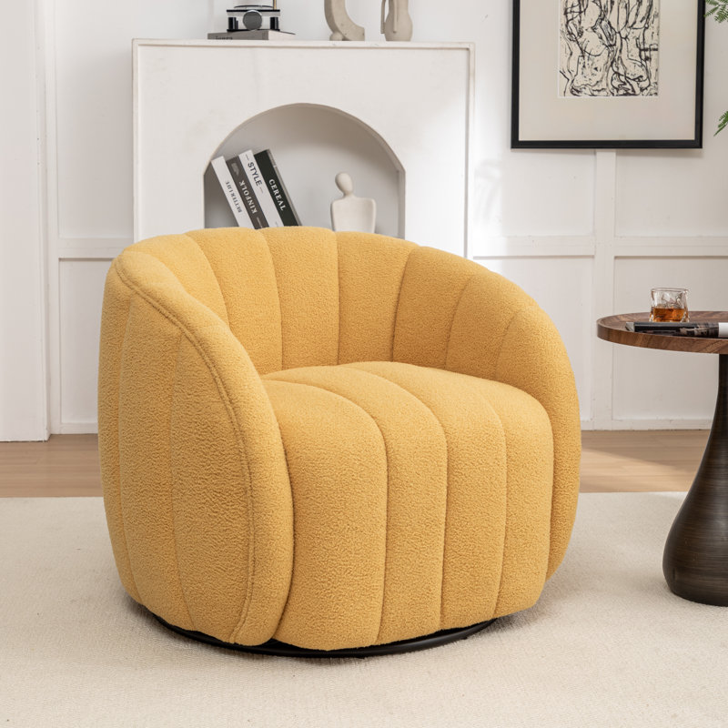 Fauteuil demi-tonneau pivotant Bennett, Mélange de polyester jaune