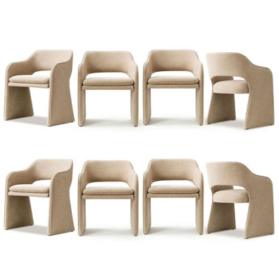 19" Seat Height Upholstered Chenille Dining Armchair