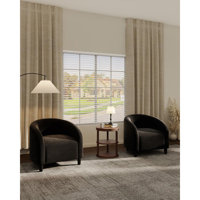Ensemble de 2 chaises d'appoint, fauteuils demi-tonneau rembourrés avec siège rembourré et accoudoirs moelleux, fauteuils club modernes, noir