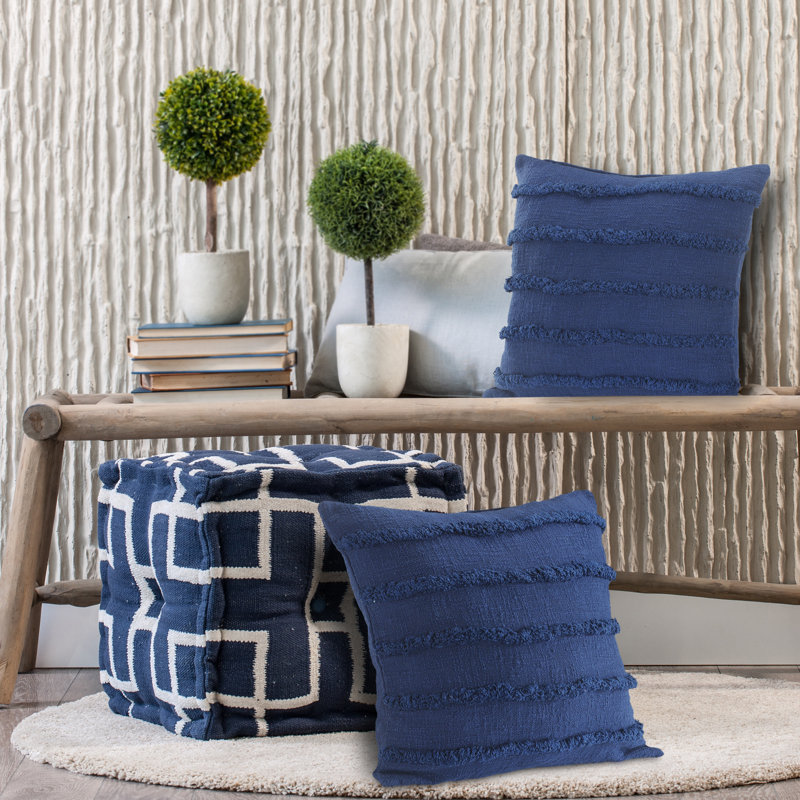 Amaris 20" Cotton Throw Pillow, Deep Blue, Pillow Cover Only - No Insert