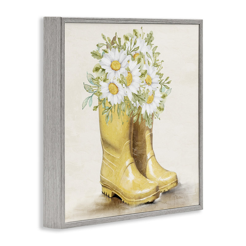 «Sunny Garden bottes», estampe numérique par Kim Allen, H 24 po x l 24 po, Estampe numérique Farmhouse