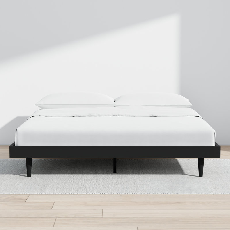 Wojcik Modern Wooden Bed Frame, Black, King