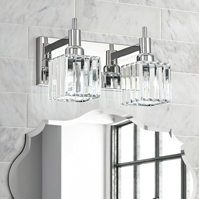 Taevion Dimmable Crystal Vanity Light, Chrome, 2 Lights